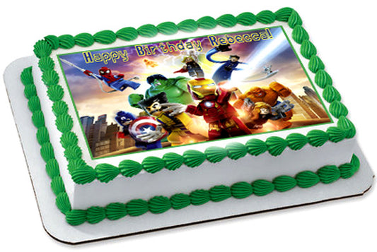 Lego Marvel 2 Edible Birthday Cake Topper OR Cupcake Topper, Decor - Edible Prints On Cake (Edible Cake &Cupcake Topper)