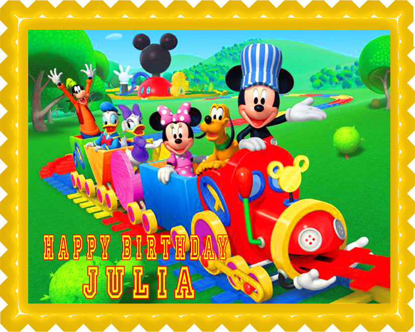 Mickey Mouse Clubhouse Train - Edible Cake Topper OR Cupcake Topper, Decor