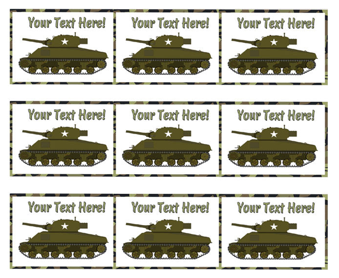 Military Sherman Tank - Edible Cake Topper, Cupcake Toppers, Strips