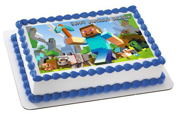 MINECRAFT Characters 1 Edible Birthday Cake Topper OR Cupcake Topper, Decor - Edible Prints On Cake (Edible Cake &Cupcake Topper)