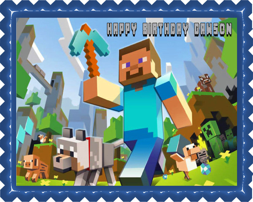 MINECRAFT Characters 1 Edible Birthday Cake Topper OR Cupcake Topper, Decor - Edible Prints On Cake (Edible Cake &Cupcake Topper)