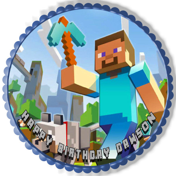 MINECRAFT Characters 1 Edible Birthday Cake Topper OR Cupcake Topper, Decor - Edible Prints On Cake (Edible Cake &Cupcake Topper)