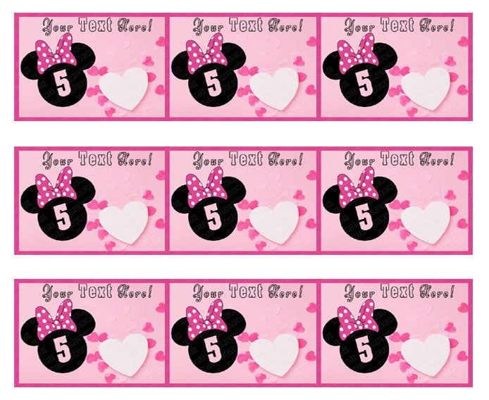 Pink Minnie Mouse Inspired - Edible Cake Topper, Cupcake Toppers, Strips