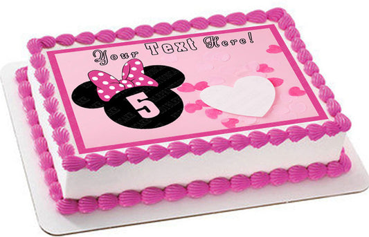 Pink Minnie Mouse Inspired - Edible Cake Topper, Cupcake Toppers, Strips