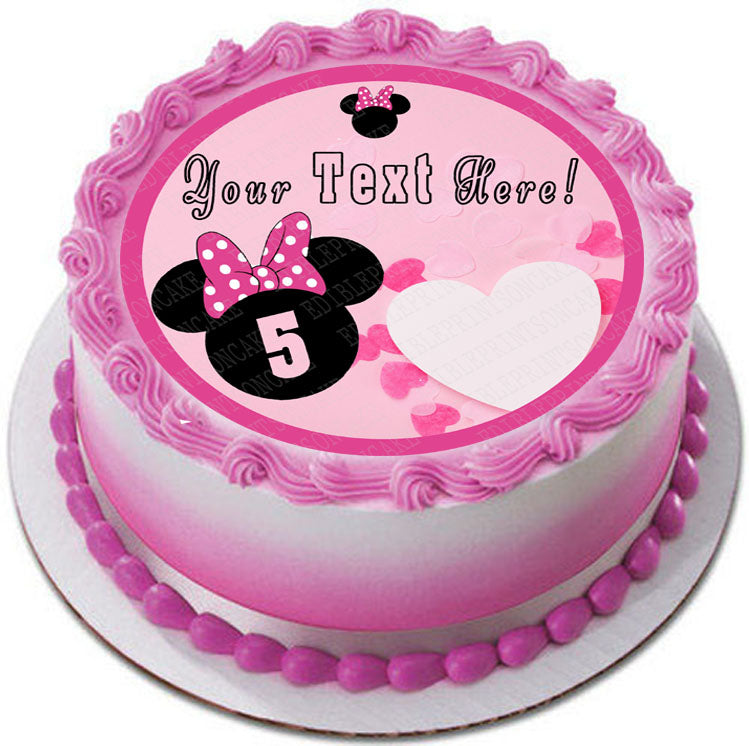 Pink Minnie Mouse Inspired - Edible Cake Topper, Cupcake Toppers, Strips