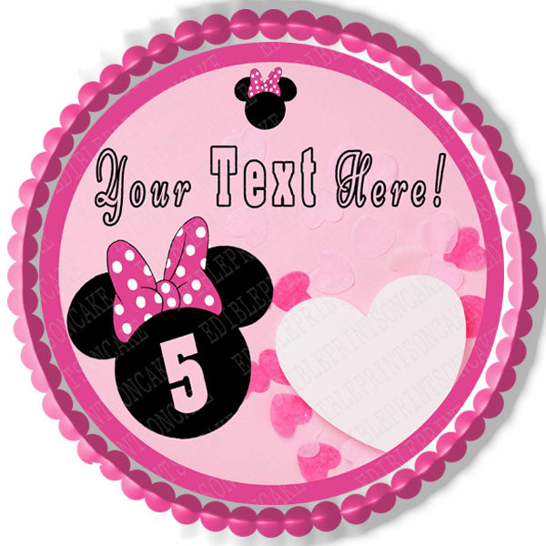 Pink Minnie Mouse Inspired - Edible Cake Topper, Cupcake Toppers, Strips