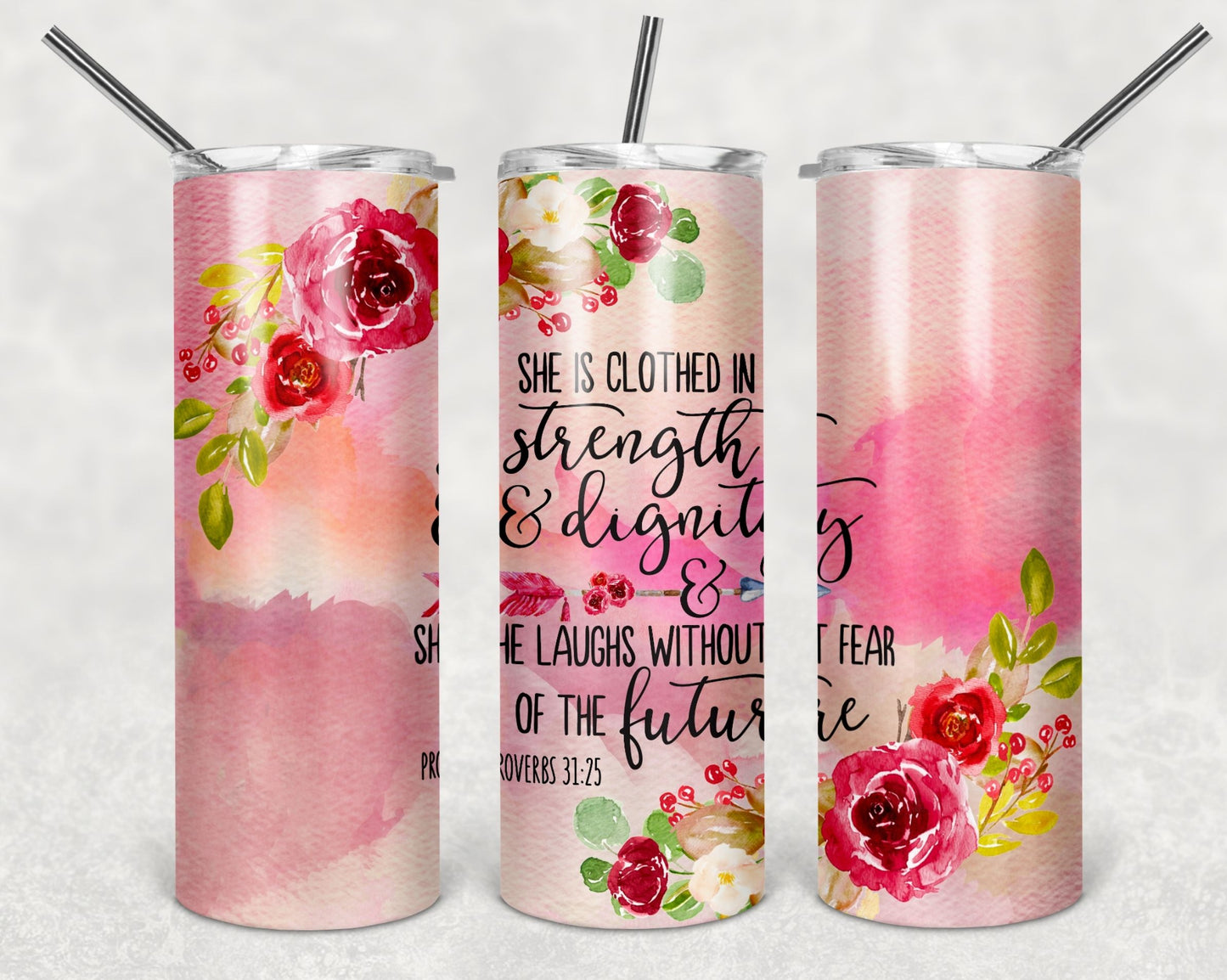 Religious Sublimation Tumbler, Bible Verse 20oz Skinny Tumbler with Lid and Straw, Insulated Skinny Tumbler, 20 oz Water Cup