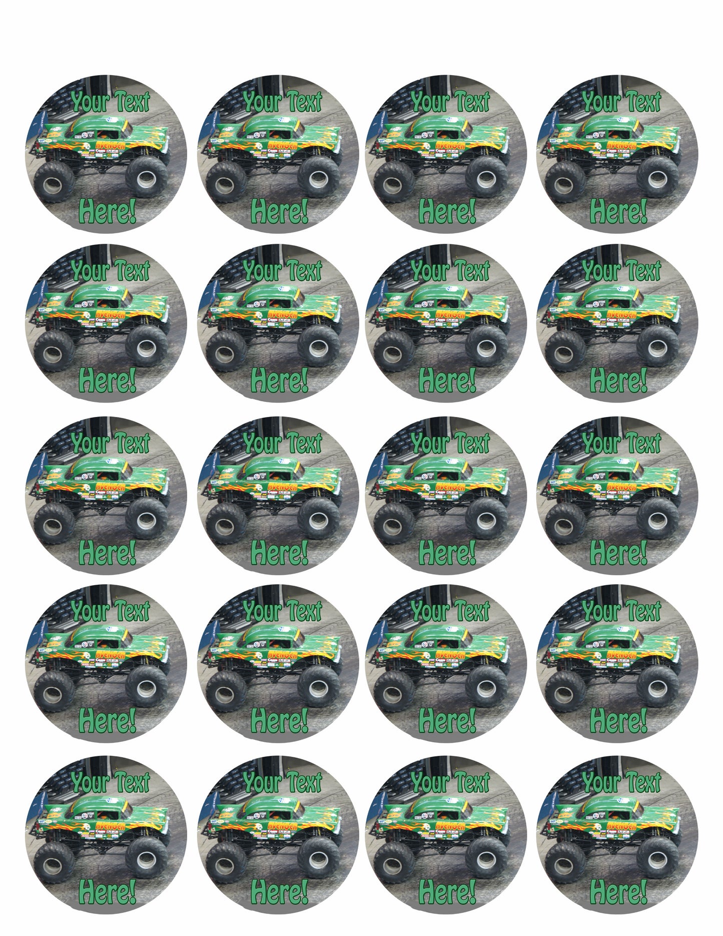 Monster Truck Avenger - Edible Cake Topper, Cupcake Toppers, Strips