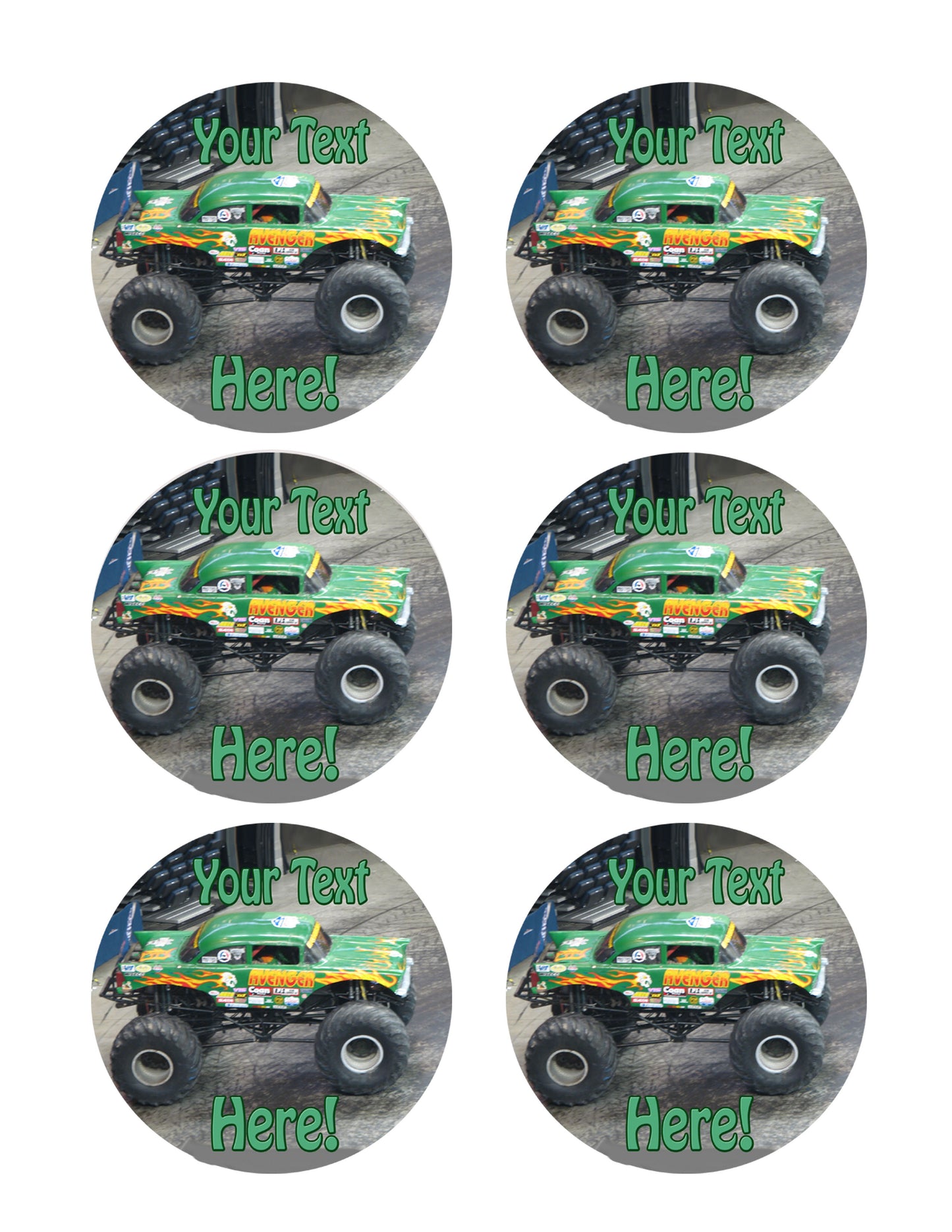 Monster Truck Avenger - Edible Cake Topper, Cupcake Toppers, Strips