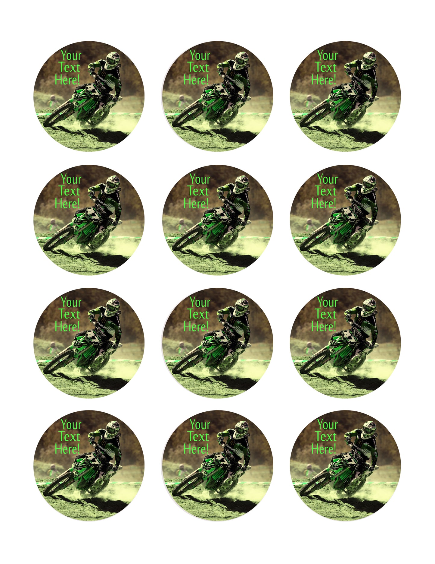 Motocross Racer - Edible Cake Topper, Cupcake Toppers, Strips