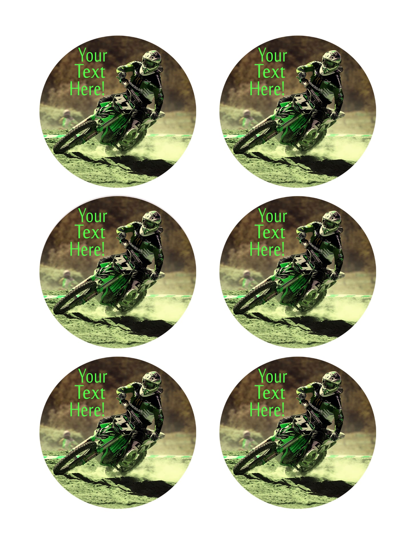 Motocross Racer - Edible Cake Topper, Cupcake Toppers, Strips