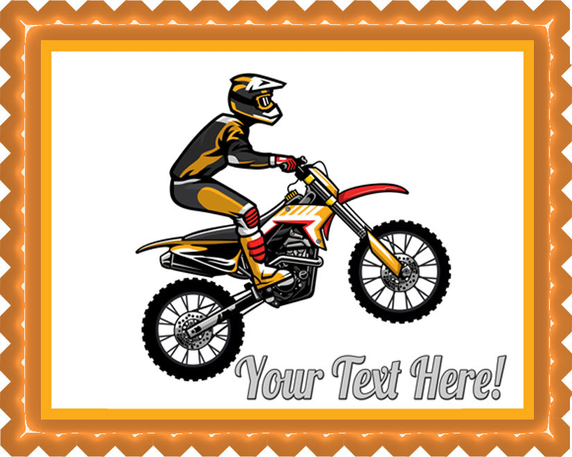 Motocross Rider Jumping - Edible Cake Topper, Cupcake Toppers, Strips