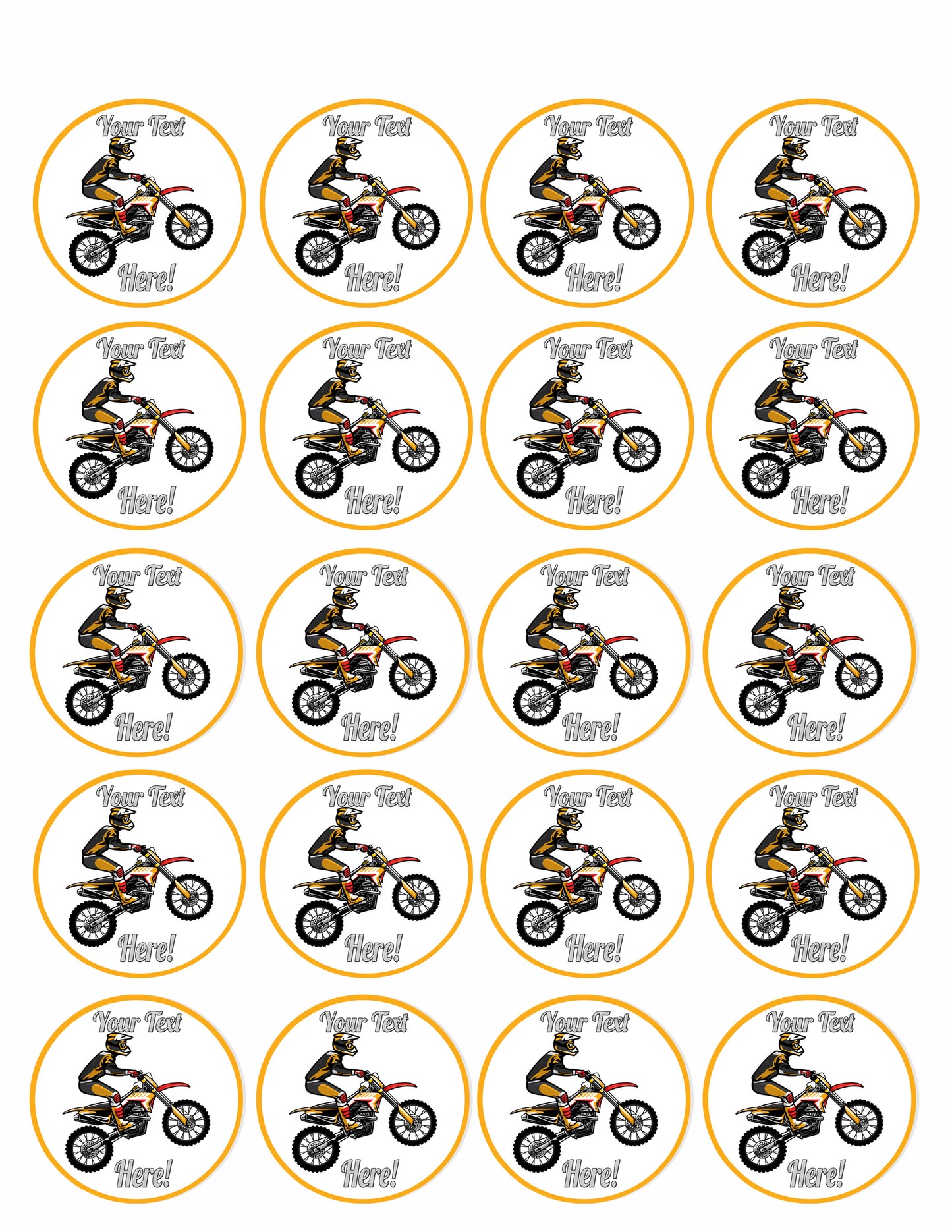 Motocross Rider Jumping - Edible Cake Topper, Cupcake Toppers, Strips