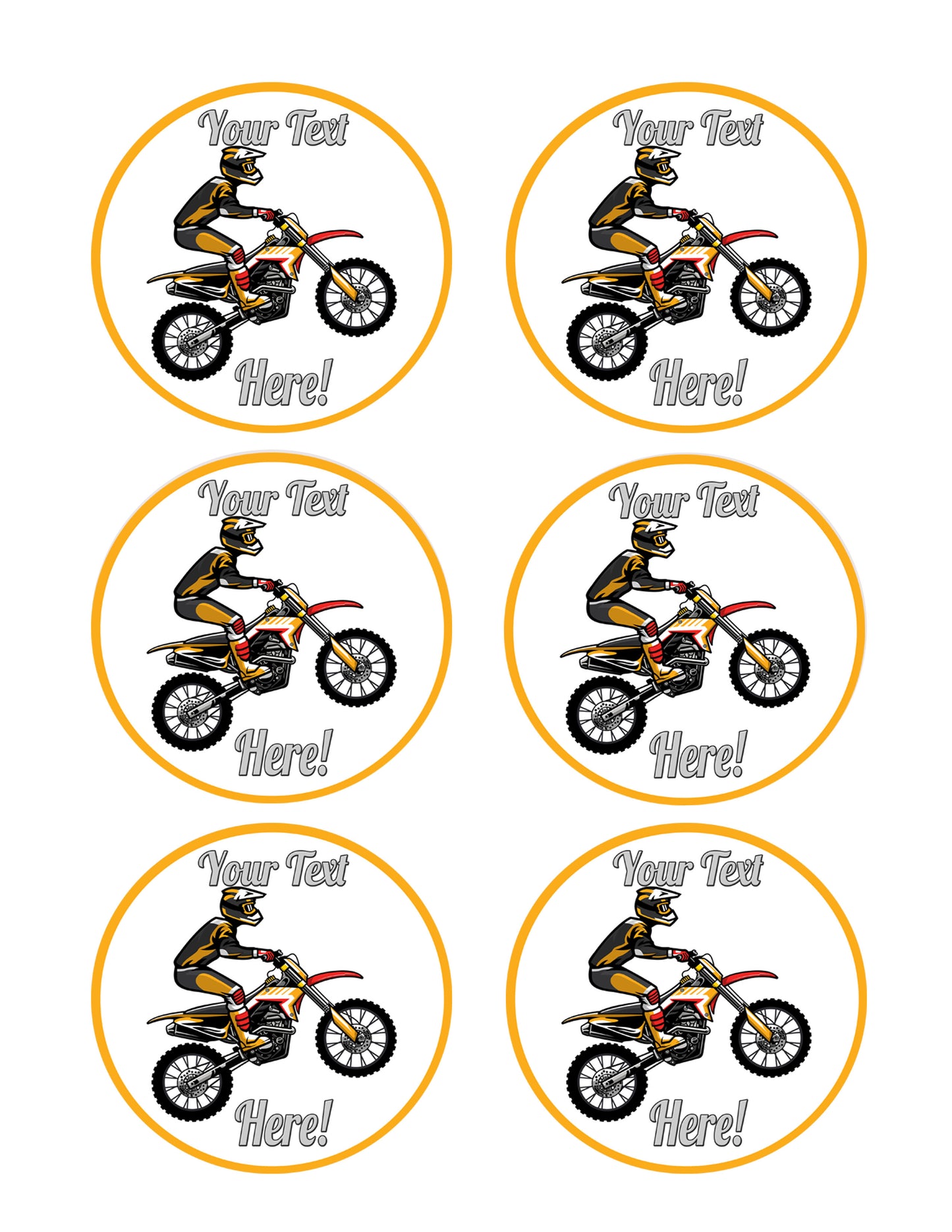 Motocross Rider Jumping - Edible Cake Topper, Cupcake Toppers, Strips