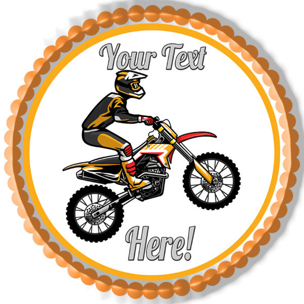 Motocross Rider Jumping - Edible Cake Topper, Cupcake Toppers, Strips