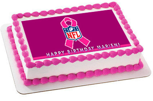 NFL Breast Cancer Edible Birthday Cake Topper OR Cupcake Topper, Decor - Edible Prints On Cake (Edible Cake &Cupcake Topper)