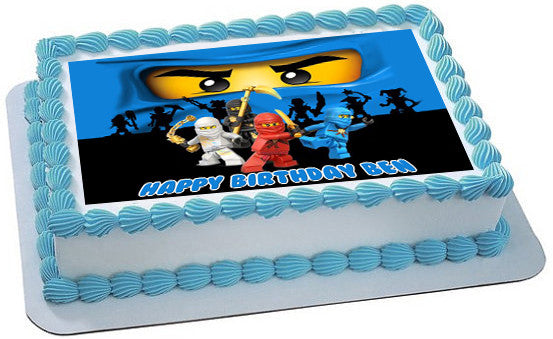 NINJAGO BLUE Ninja Blue Face Edible Birthday Cake Topper OR Cupcake Topper, Decor - Edible Prints On Cake (Edible Cake &Cupcake Topper)
