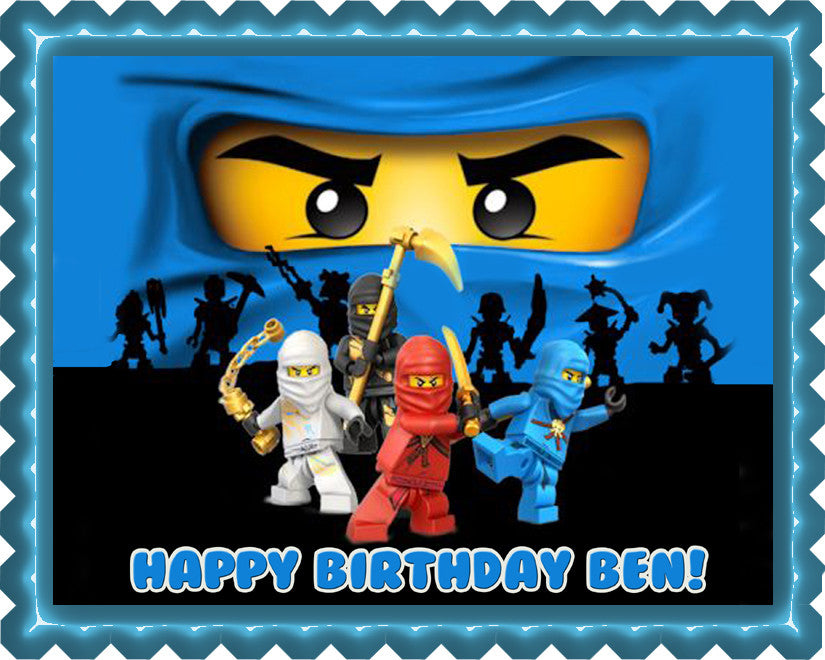NINJAGO BLUE Ninja Blue Face - Edible Cake Topper OR Cupcake Topper, Decor