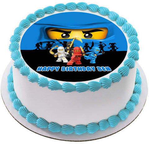 NINJAGO BLUE Ninja Blue Face Edible Birthday Cake Topper OR Cupcake Topper, Decor - Edible Prints On Cake (Edible Cake &Cupcake Topper)