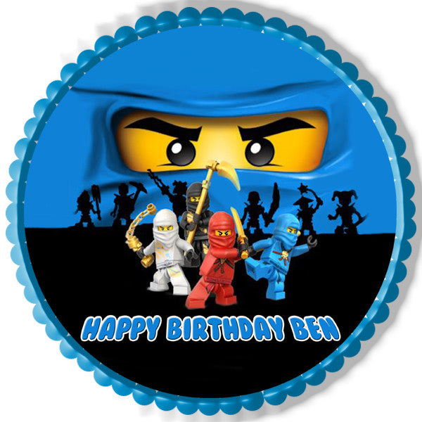 NINJAGO BLUE Ninja Blue Face - Edible Cake Topper OR Cupcake Topper, Decor