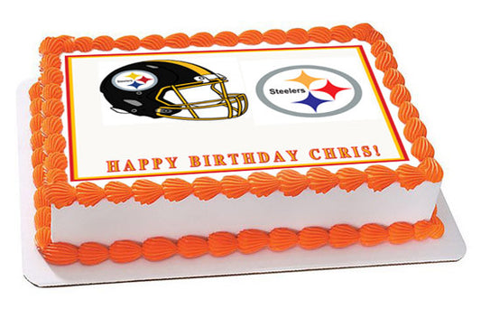 Pittsburgh Steelers Edible Birthday Cake Topper OR Cupcake Topper, Decor - Edible Prints On Cake (Edible Cake &Cupcake Topper)