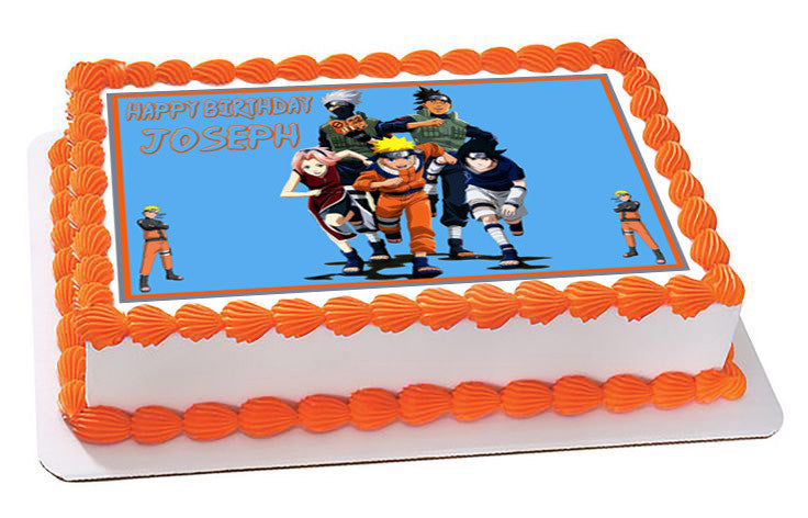 NARUTO 4 Edible Birthday Cake Topper OR Cupcake Topper, Decor - Edible Prints On Cake (Edible Cake &Cupcake Topper)