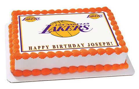 Los Angeles LA Lakers Edible Birthday Cake Topper OR Cupcake Topper, Decor - Edible Prints On Cake (Edible Cake &Cupcake Topper)