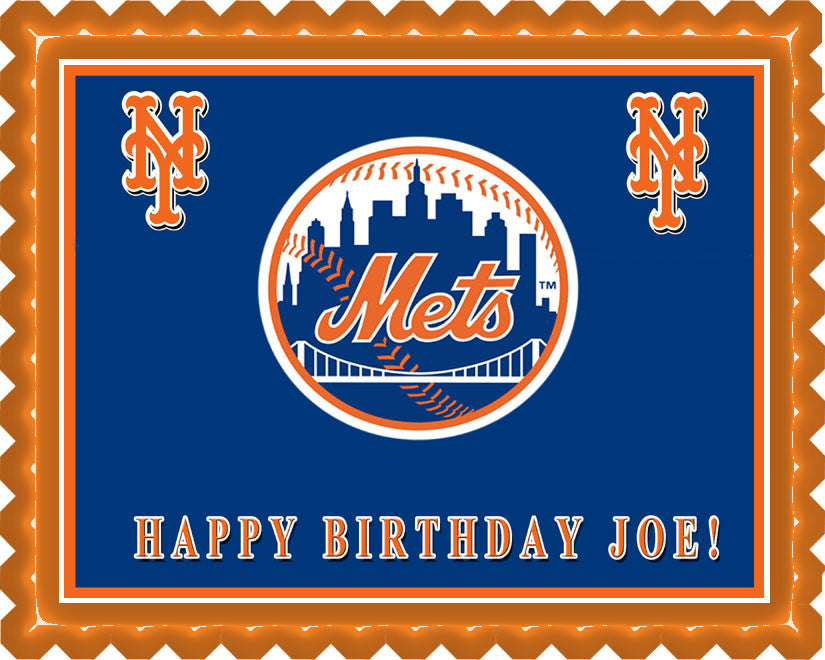 New York Mets - Edible Cake Topper OR Cupcake Topper, Decor