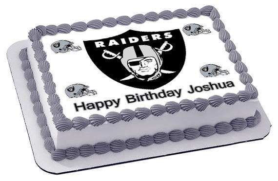 Oakland Raiders Edible Birthday Cake Topper OR Cupcake Topper, Decor - Edible Prints On Cake (Edible Cake &Cupcake Topper)
