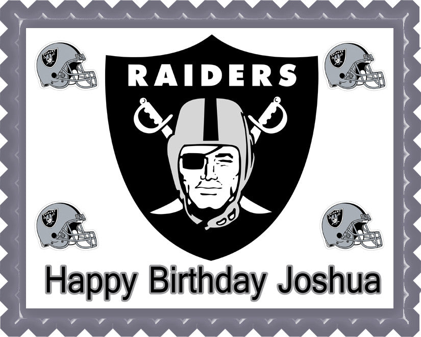 Oakland Raiders Edible Birthday Cake Topper OR Cupcake Topper, Decor - Edible Prints On Cake (Edible Cake &Cupcake Topper)