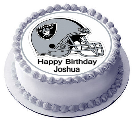 Oakland Raiders Edible Birthday Cake Topper OR Cupcake Topper, Decor - Edible Prints On Cake (Edible Cake &Cupcake Topper)