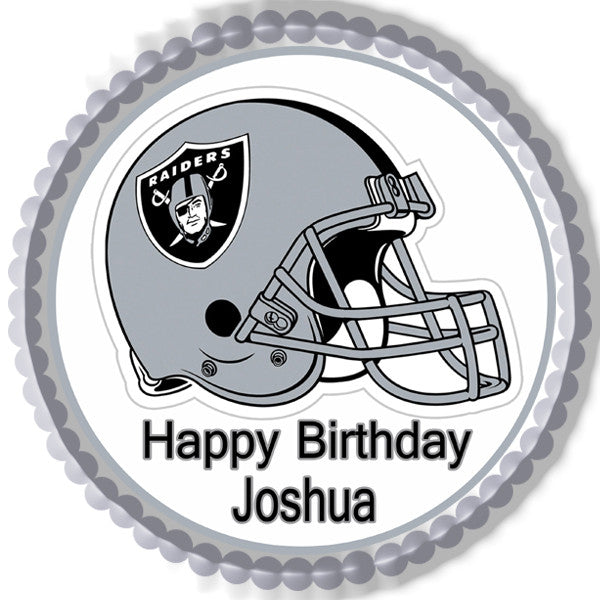 Oakland Raiders Edible Birthday Cake Topper OR Cupcake Topper, Decor - Edible Prints On Cake (Edible Cake &Cupcake Topper)