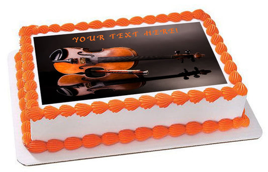 Old Violin - Edible Cake Topper, Cupcake Toppers, Strips