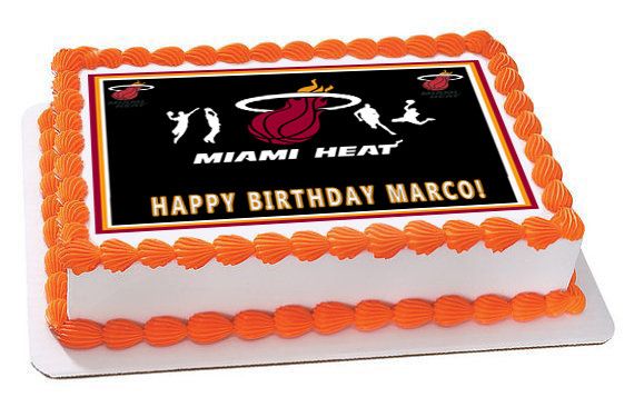 Miami Heat Edible Birthday Cake Topper OR Cupcake Topper, Decor - Edible Prints On Cake (Edible Cake &Cupcake Topper)