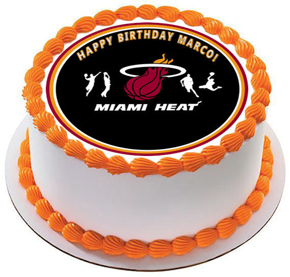 Miami Heat Edible Birthday Cake Topper OR Cupcake Topper, Decor - Edible Prints On Cake (Edible Cake &Cupcake Topper)