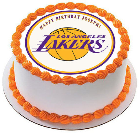 Los Angeles LA Lakers Edible Birthday Cake Topper OR Cupcake Topper, Decor - Edible Prints On Cake (Edible Cake &Cupcake Topper)