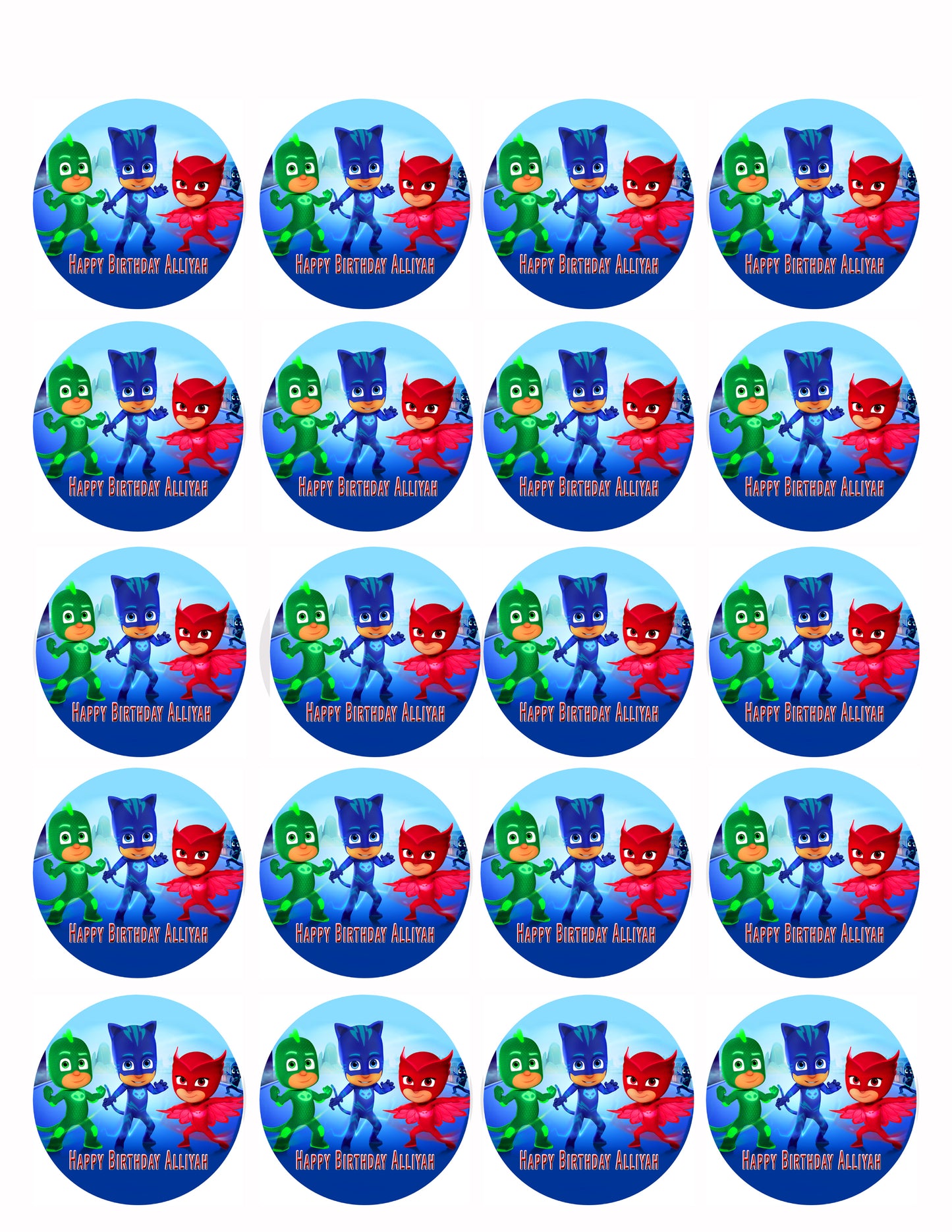 PJ MASKS (Nr1) - Edible Cake Topper OR Cupcake Topper, Decor