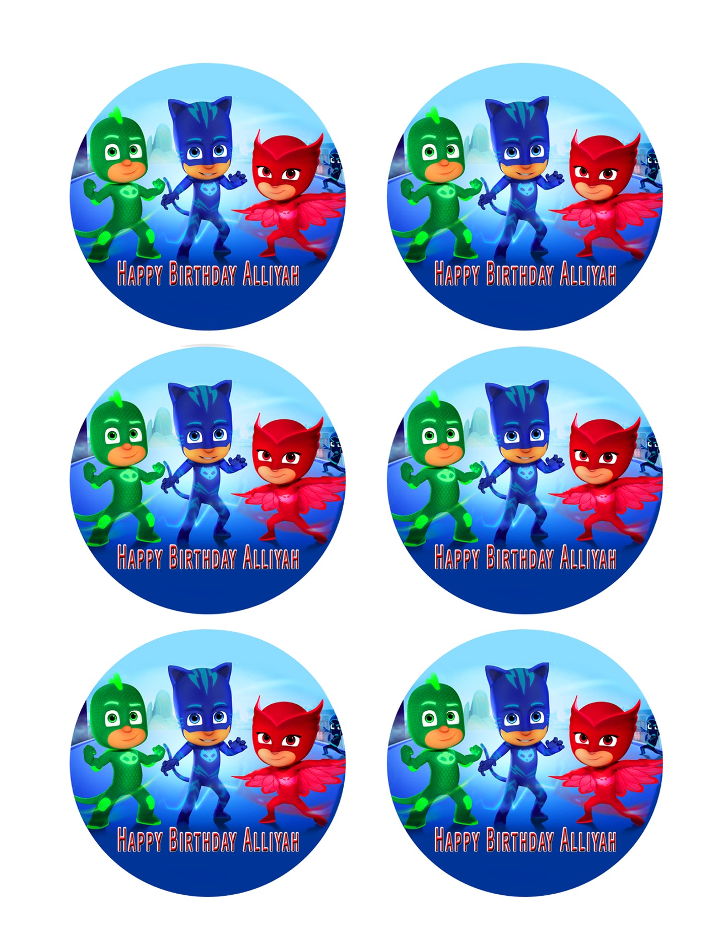 PJ MASKS (Nr1) - Edible Cake Topper OR Cupcake Topper, Decor