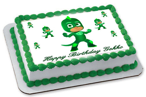 PJ Masks Gekko Edible Birthday Cake Topper OR Cupcake Topper, Decor - Edible Prints On Cake (Edible Cake &Cupcake Topper)