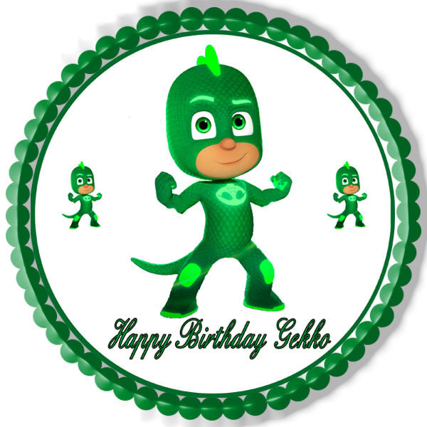 PJ Masks Gekko Edible Birthday Cake Topper OR Cupcake Topper, Decor - Edible Prints On Cake (Edible Cake &Cupcake Topper)