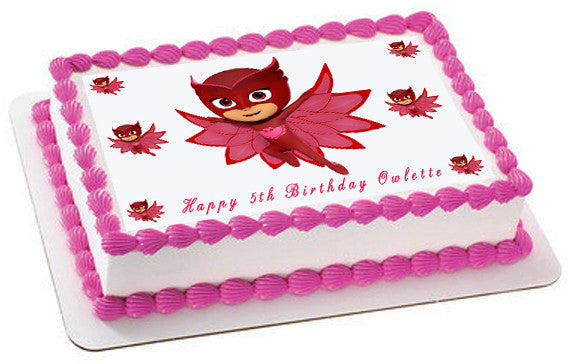 PJ MASKS 4 Owlette Edible Birthday Cake Topper OR Cupcake Topper, Decor - Edible Prints On Cake (Edible Cake &Cupcake Topper)