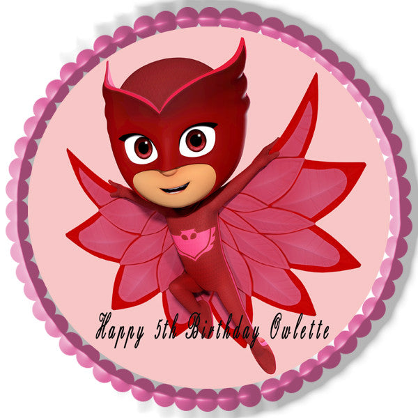 PJ MASKS 4 Owlette Edible Birthday Cake Topper OR Cupcake Topper, Decor - Edible Prints On Cake (Edible Cake &Cupcake Topper)