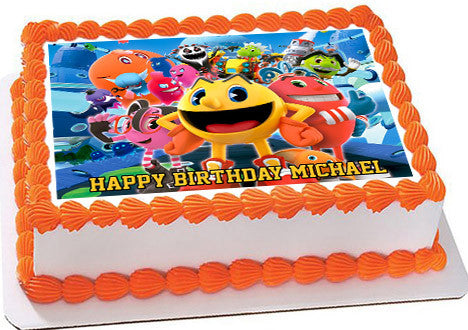 Pac-Man and the Ghostly Adventures Edible Birthday Cake Topper OR Cupcake Topper, Decor - Edible Prints On Cake (Edible Cake &Cupcake Topper)