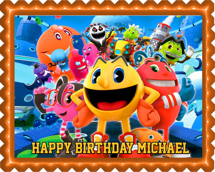 Pac-Man and the Ghostly Adventures Edible Birthday Cake Topper OR Cupcake Topper, Decor - Edible Prints On Cake (Edible Cake &Cupcake Topper)