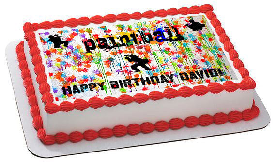 PAINTBALL Splatter Laser Tag Paint Party - Edible Cake Topper OR Cupcake Topper, Decor