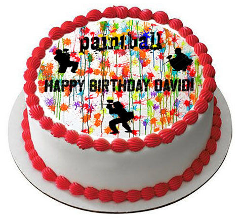 PAINTBALL Splatter Laser Tag Paint Party - Edible Cake Topper OR Cupcake Topper, Decor