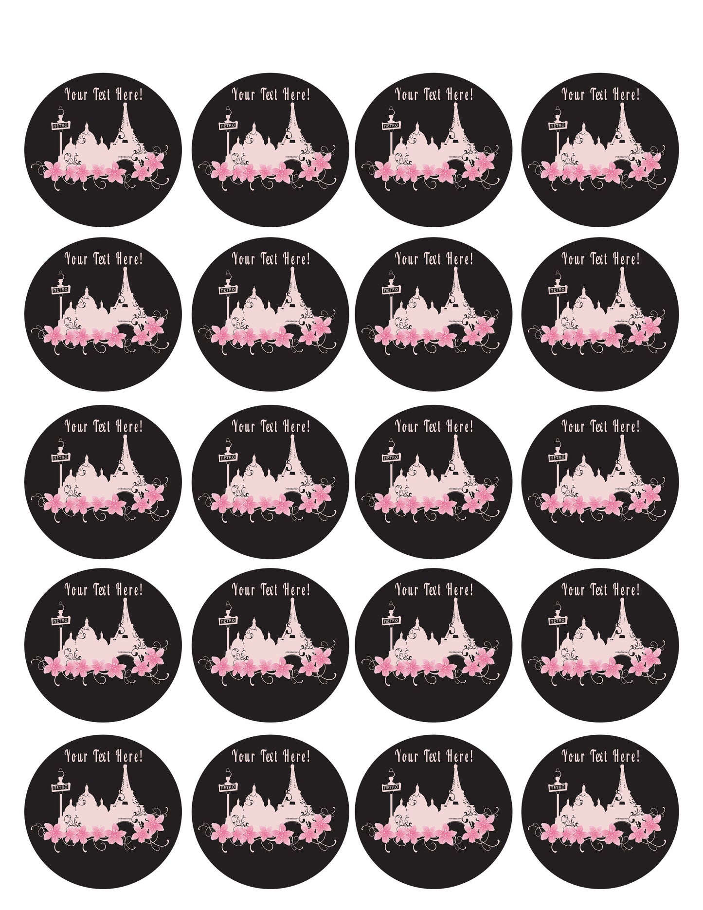 Paris (Nr2) - Edible Cake Topper, Cupcake Toppers, Strips