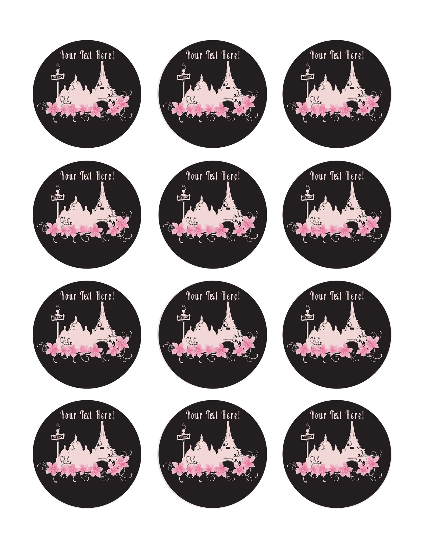 Paris (Nr2) - Edible Cake Topper, Cupcake Toppers, Strips