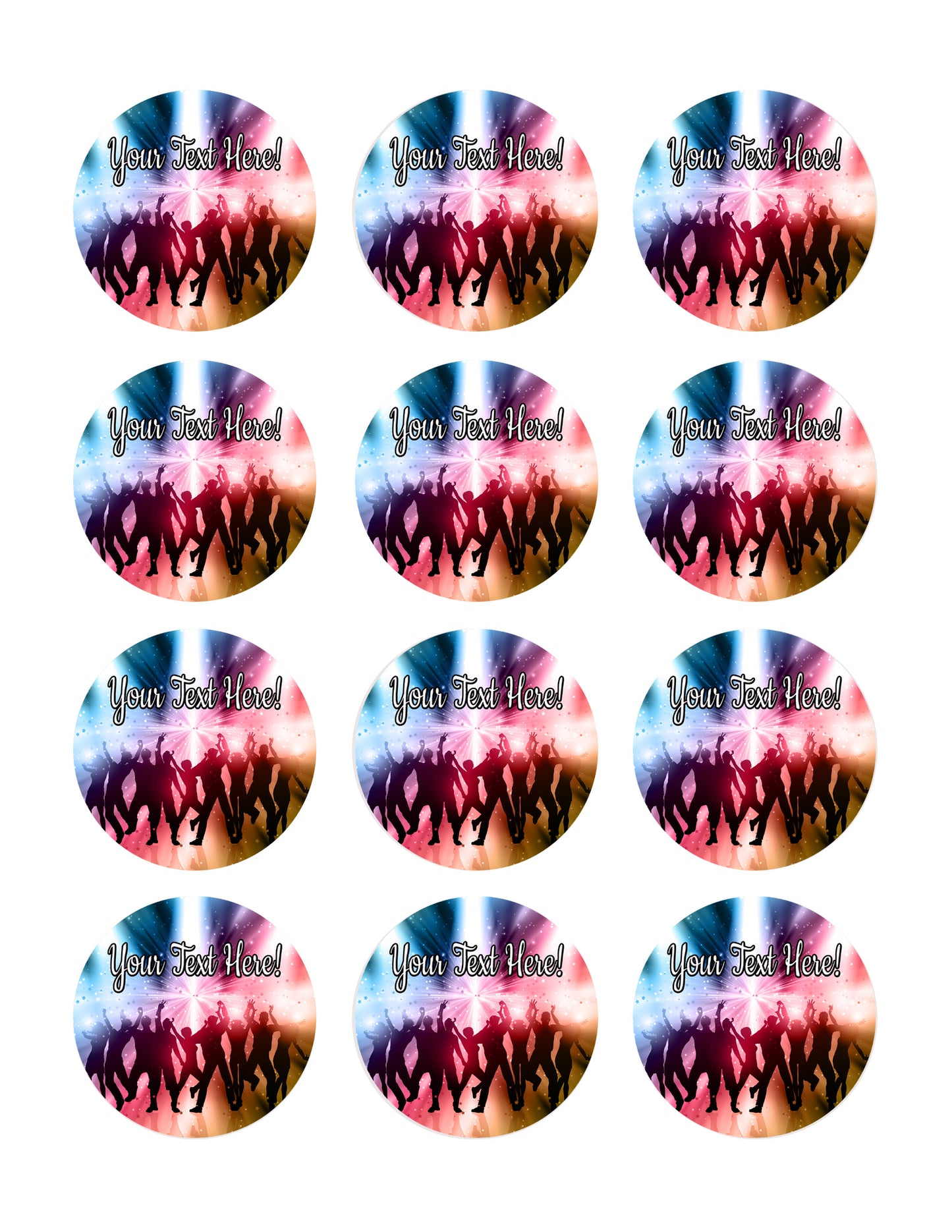 Party People - Edible Cake Topper, Cupcake Toppers, Strips