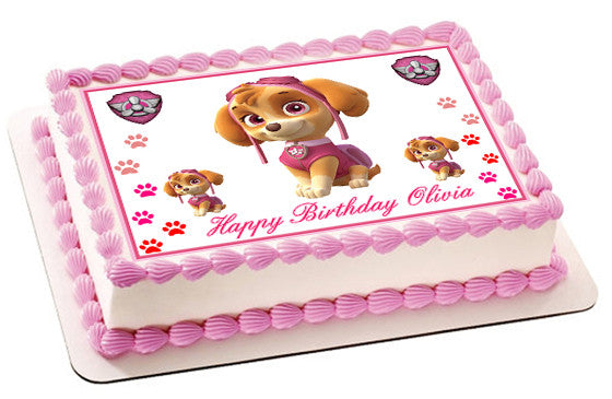 PAW PATROL SKYE 2 Edible Birthday Cake Topper OR Cupcake Topper, Decor - Edible Prints On Cake (Edible Cake &Cupcake Topper)